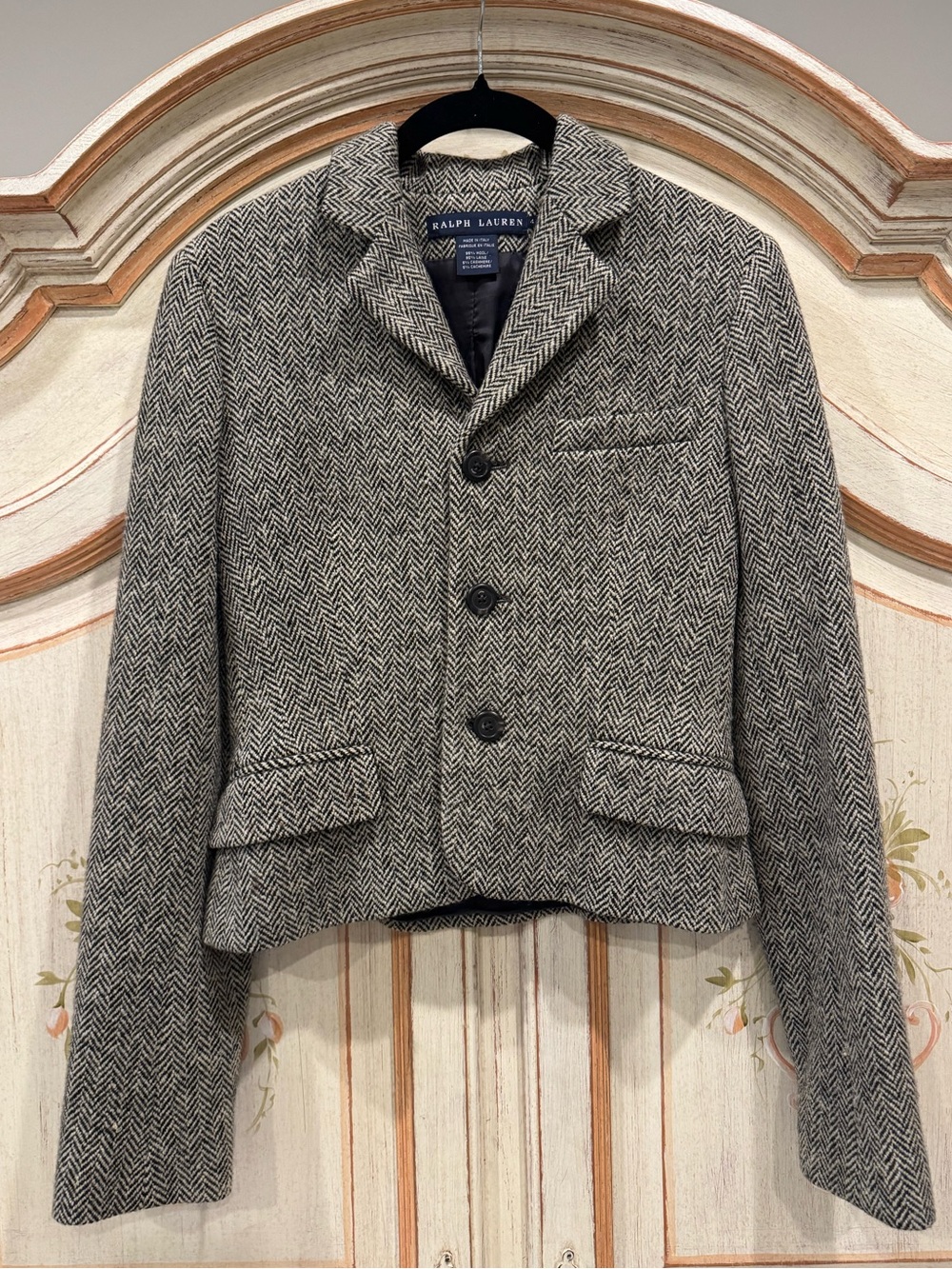 Ralph Lauren Blue Label Herringbone Wool Cashmere Blazer Sz 4